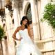 Betaalbare strapless bruidsjurk ruffels
